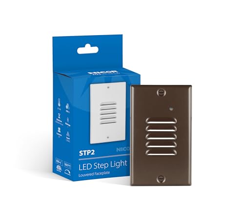 STP2 Vertical Louvered Oil-Rubbed Bronze LED Step Light with Photocell (STP2L120VOBPC)