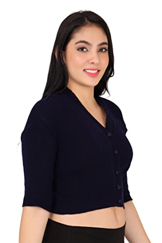 Image of Women Winter Wear V-Neck Half Sleeves Regular Fit Woollen Blouse