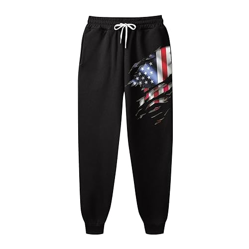 Men's Baggy Sweatpants Casual Drawstring Elastic Waist Aztec Sports Pocket Flag Graphic Street Cuffed Joggers Pants3