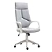 HOMCOM Sedia da Ufficio con Funzione Dondolo, Poltrona Presidenziale in Tessuto Regolabile e Girevole, 63x63x117-127 cm, Grigio