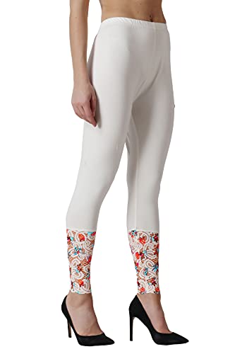 Image of Women's Soft & Stretchable Cotton Leggings Lace Ankle Length Color
