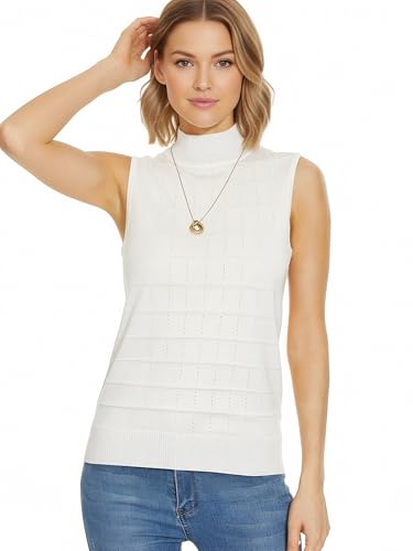 Image of INKOFF Sleeveless Mock Neck Turtleneck Knit Tops Women Dressy Casual Sweater Vest Business Work Tank