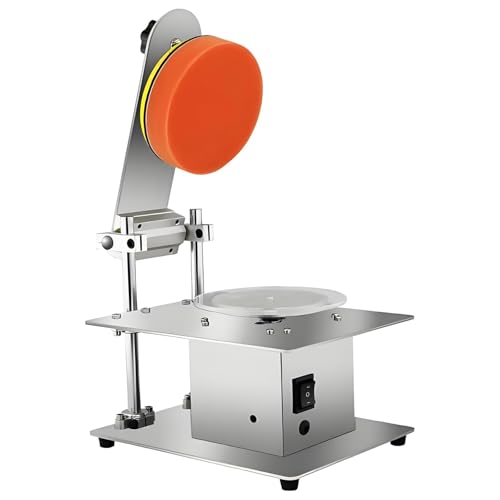 Vituord Máquina Limpiadora Y Reparadora De DVD/CD, Pulidora De Discos Semiautomática, con 2 Discos De Algodón, 7 Velocidades Ajustables   Máx. 6000 R/min