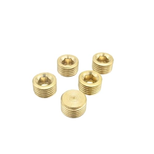 FQHIDMOMX 5PCS 1/4" BSP Male Thread Hex Socket Brass End Cap Pipe Fitting Coupler Connector Adapter