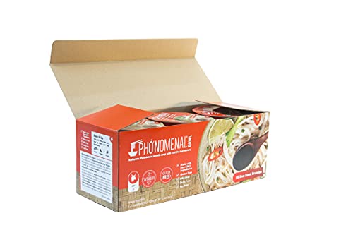 Pho'nomenal Bowl Instant Pho' Noodles Gluten Free Low Sodium Vietnamese Style Beef & Chicken Soup, No Msg, Authentic Family Recipe, Non Gmo, No Soy 2.1 Oz. (2-6 Pack Bowls) #TOP4