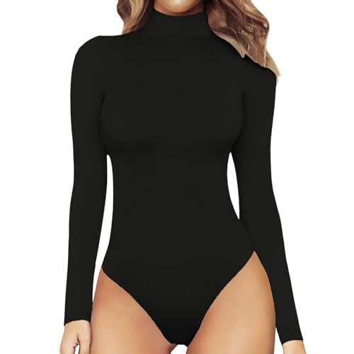 Generisch Maillot de ballet brillante para mujer, traje de ballet deportivo, traje de gimnasia, maillot de manga larga, parte superior para disfraz, disfraz para mujer, disfraz de carnaval, Negro-c