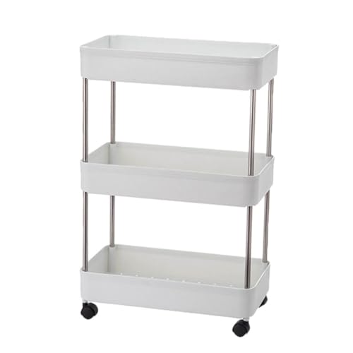 Étagère de rangement multi-usages 3 niveaux large en PP robuste avec roues