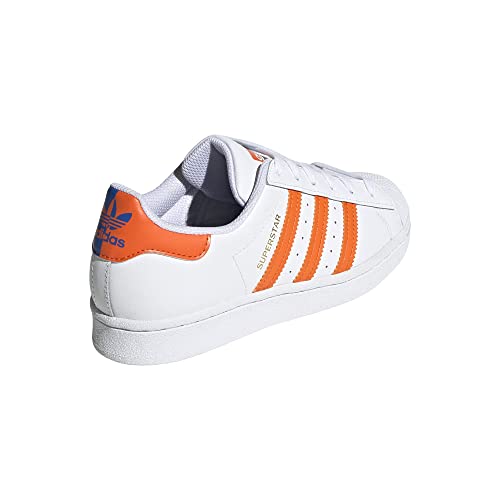 adidas Originals unisex child Superstar Sneaker, White/Blue/Gold Metallic, 7 Big Kid US3