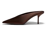 Coutgo Womens High Heels Mules Closed Pointed Toe Slide Sandals Slip On Summer Dress Shoes, Chocolate, Size 10