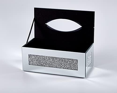 BANQLE Tissue Box Holder Glass Crystal Storage Box for Home Décor,Table Napkin,Napkin Holder Table,Silver