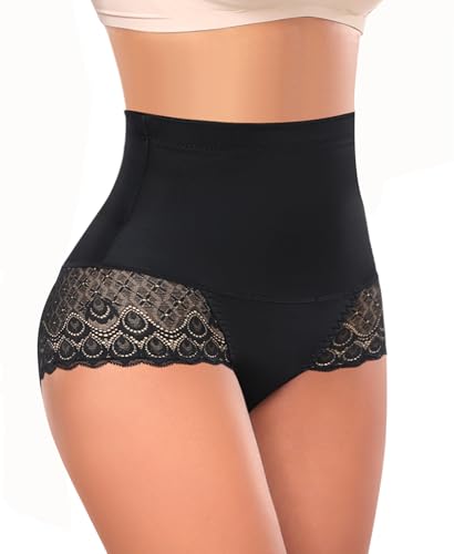 Image of Werena Tummy Control Shapewear Panties for Women High Waisted Shaping Underwear Lace Body Shaper Girdle