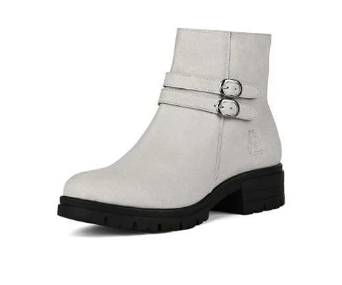 Image of LOUIS STITCH Women's Mid-Top Ankle Boots | Elegant Buckle Chelsea Boots with Zipper| Slip-On Boots for Women | Boot for Casual Outings| LSLD-CLBT