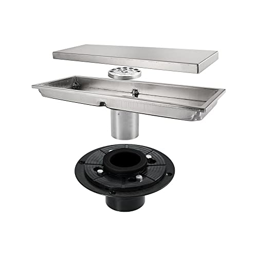 Brushed Nickel 12 Inch Stainless Material Shower Drain With Abs Base 11.8 X 4.4 Off/White Stainless Steel Nickel Finish #TOP1