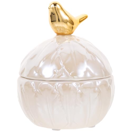 Homoyoyo Tarro de Cerámica Pequeño con Tapa para Joyas Recipiente Decorativo para Almacenamiento de Anillos y Collares el Hogar Diseño Moderno y Resistente