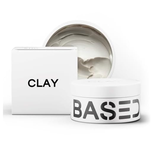 BASED Hair Clay for Men, Premium Hair Clay with Strong Hold, Texturizing Finish, & Low Shine, Hair Styling for Medium, Thick, Straight, or Wavy Hair, Santal Sandalwood Fragrance (3oz Pack of 1)