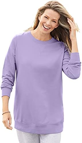 Woman Within Women's Plus Size Fleece Sweatshirt - 3X, Soft Iris Purple