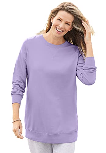 Woman Within Women's Plus Size Fleece Sweatshirt - 3X, Soft Iris Purple #TOP3