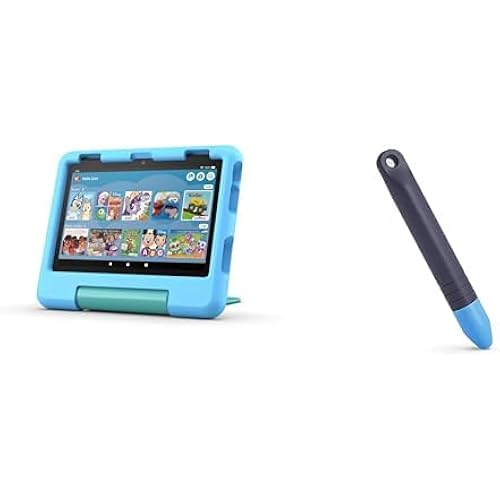 Amazon Fire HD 8 Kids tablet, ages 3-7 (32GB, Blue) + Stylus Bundle