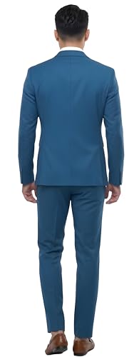 Image of Men's Slim Fit Two-Piece Suit, Sky Blue, Single Button, Formal Wear