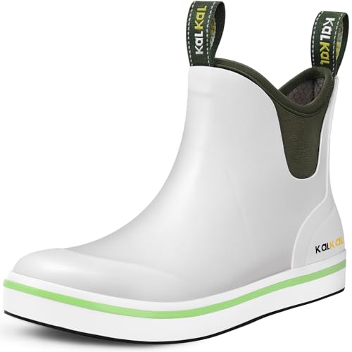 Kalkal 2026 Upgraded Women's Deck Boots, Waterproof Fishing Ankle Rain Boots with Upgraded Anti-Slip Outsole, Breathable Lightweight Garden Rubber Boots for Sailing
