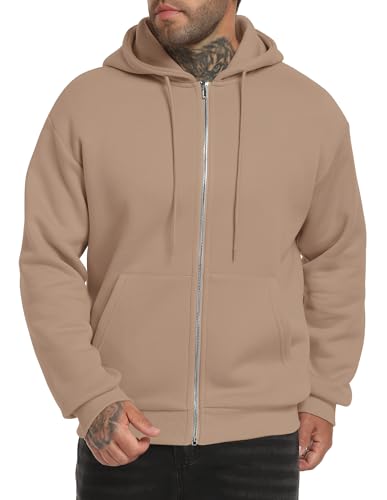 Men's Zip Up Fleece Hoodie Casual Solid Winter Sweatshirt with Pockets Long Sleeve Fashion Basic Hooded Jacket3