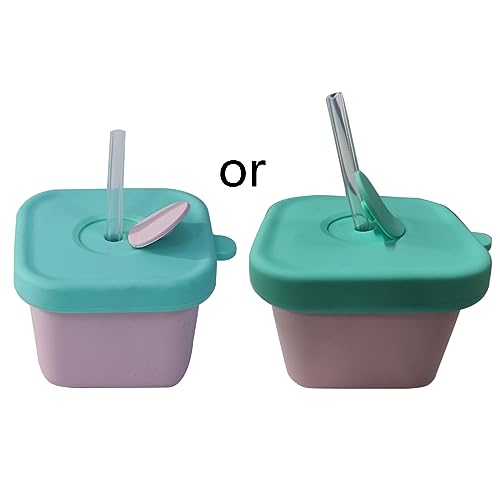 Bpafree Babyシリコーン食品保管ボックスソリッドカラー幼児用ボウルポータブル食品保管容器付きベビーシリコンボックスコンテナ
