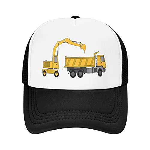 Nvjui Jufopl Kids Truck And Excavator Trucker Hat Mesh Baseball Cap For Boys And Girls Black #TOP21
