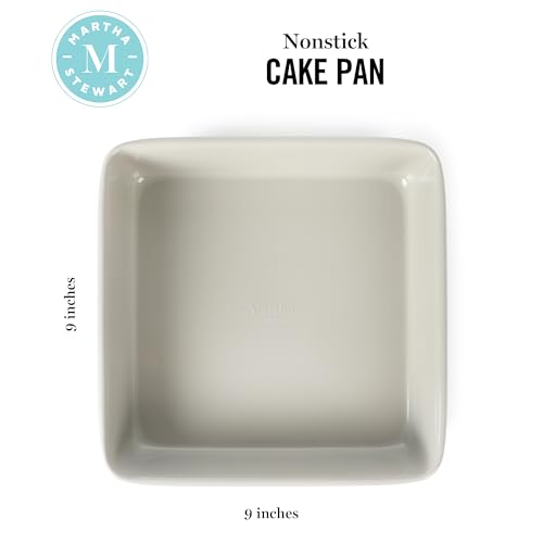 Image of Martha Stewart Gallen 9 Inch Square Nonstick Carbon Steel Cake Pan - Cool Grey (Pack of 6)