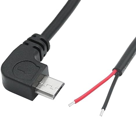 4Pcs Right Angle Micro USB to 2 Pin Bare Wire Open End Cable 11inch, 90 Degree USB Male Plug Pigtail Power Wire 5V/3A, for Equipment Installed or Replacement Repair DIY