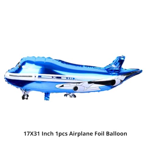 Image of Airplane Foil Balloon (17X21 Inch, 1pcs) | Airplane Blue Foil Balloon For Vehicles /Transportation Children Birthday Party Decoration