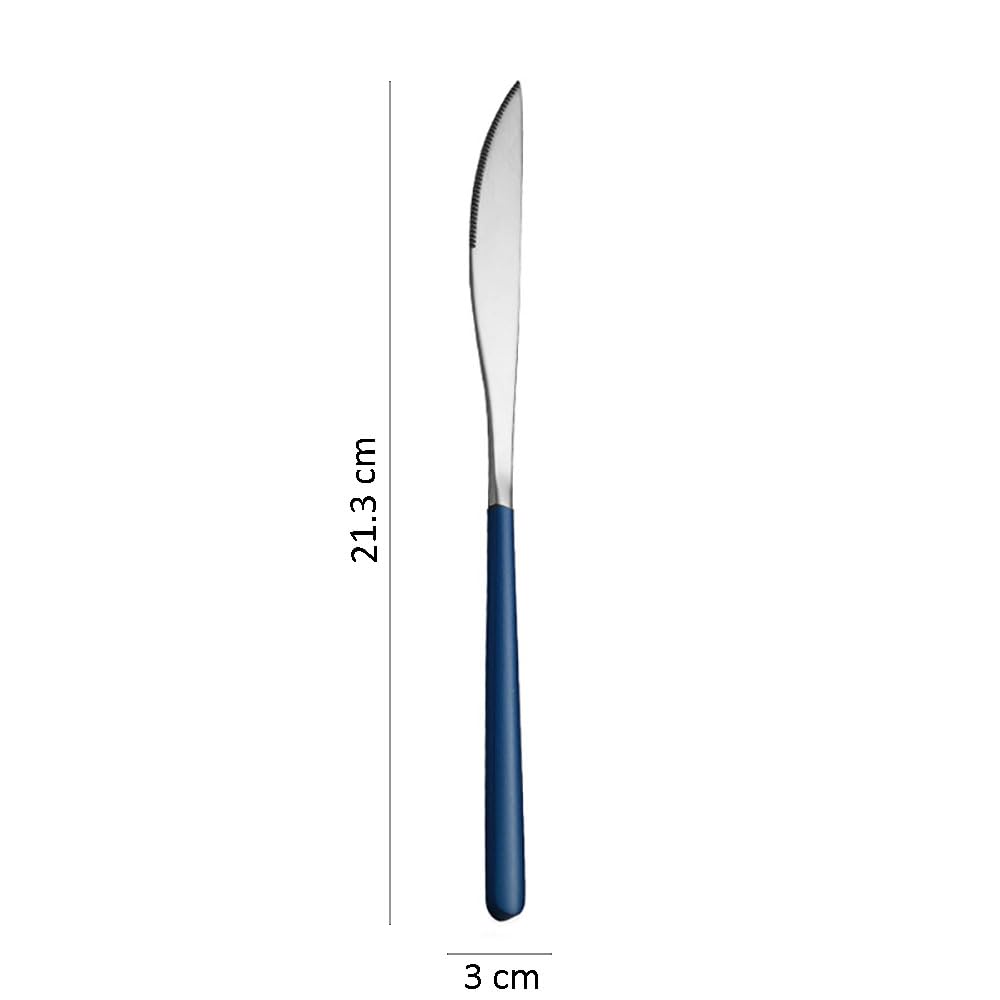 Spatlus Stainless Steel Table Knives Silverware Flatware Dinner Knife Set StainlessSteel Serrated Knife Stainless Steel Kitchen Knives Steel Heavy Duty Dinner Knife (Blue, Set of 10) 1