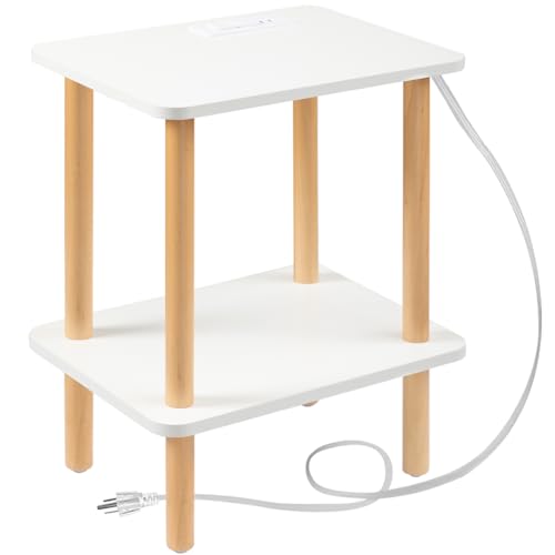 FORAOFUR Small Side Table, Modern Wood Mini Coffee Table, Easy Assembly Compact End Table for Living Room Bedroom Sofa, Minimalist White Accent Furniture for Small Spaces