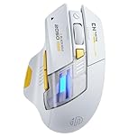 INPHIC A9 Explorer Bluetooth Mouse, Dual-Mode Bluetooth 5.0/2.4G wireless Mouse rechargeable, 2400 DPI, RGB breathing light, visible battery indicator, cordless mouse for Laptop/PC/Computer, White