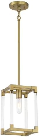 Minka Lavery 1456-695 Oro District Mini Pendant, 1-Light, 60 Total Watts, 7-in H x 11.25-in W, Soft Brass