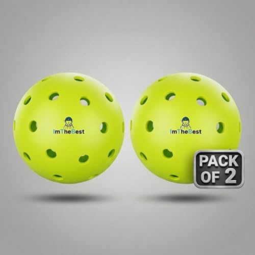 Image of ImTheBest Pickleball Balls, 40 Holes Pickle Balls Pack of 2 Pieces for Outdoor Indoor Sports Play, High Bounce Durable Pickleballs for All Types Paddles, Gifts for Pickleball Lovers