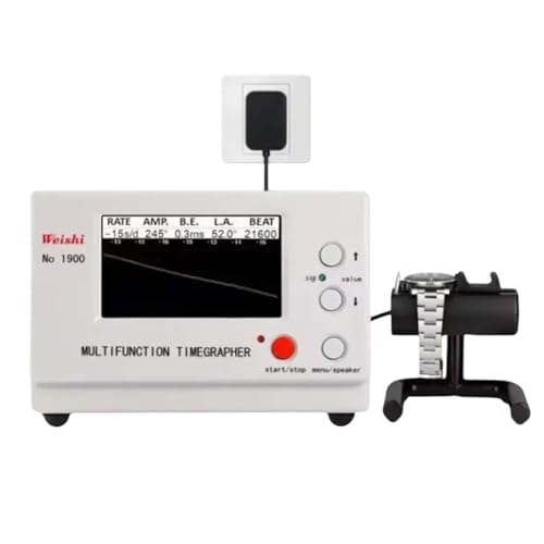 HCAUYNN Commercial Timing Timegrapher Mechanical Watch Tester,8 Sampling Intervals/6-Position Measurement/Auto Deviation Calculation,White