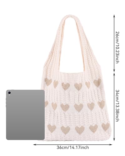 Image of Ovida Crochet Tote Bag Mesh Beach Bag Fairycore Hobo Bag Fairy Grunge Aesthetic Shoulder Bag Y2k Purse for Women Girls