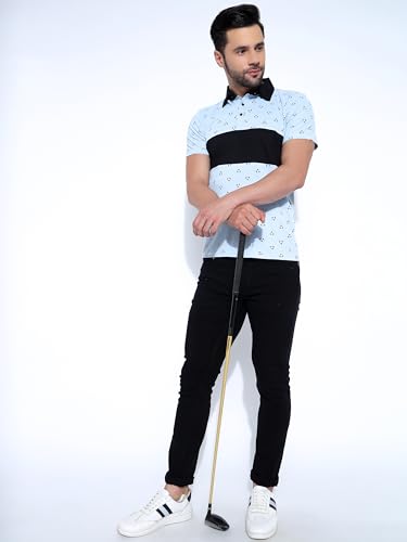 Image of Honky Tonky Men's Regular Fit Polo Neck Half Sleeve Printed Casual T-Shirt | Polo T-Shirt for Men