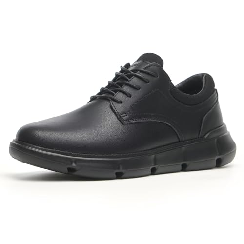 XPACS Men's Orthopedic Leather Dress Walking Shoes: Comfortable Arch Support Orthotic Plantar Fasciitis Business Casual Oxford, Flat Feet Formal Tennis Work Shoes for Foot and Heel Pain Relief