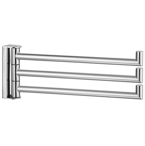 Angle Simple Swivel Hand Towel Rack, Foldable 3 Bars, Polished Chrome