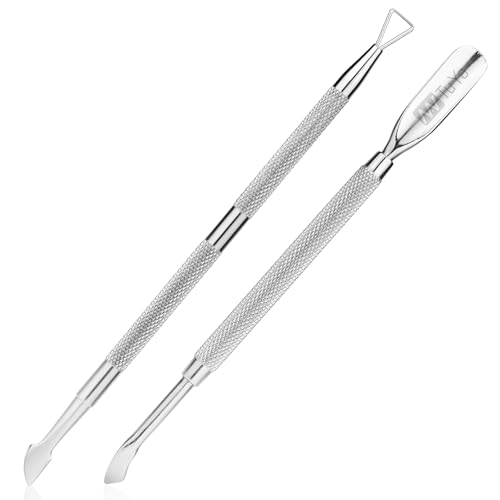 2PCS Cuticle Pusher and Cutter Set, Triangle Cuticle Nail Pusher Peeler Scraper, Professional Grade Stainless Steel Cuticle Remover, Sustained Pedicure Manicure Tools for Fingernails Toenails NANTuYo