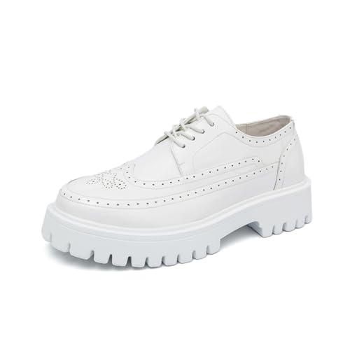 Men's Classic Patent Leather Platform Brogue Lace Up Dress Shoes Lace-Up Sneakers Lightweight Penny Formal Business Wedding Round Toe Moccasins Shoes