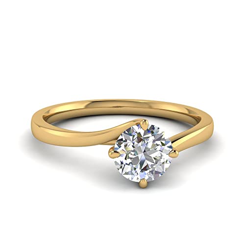 Bague diamant tourbillon en plaqué or jaune, solitaire d'exception pour fiançailles