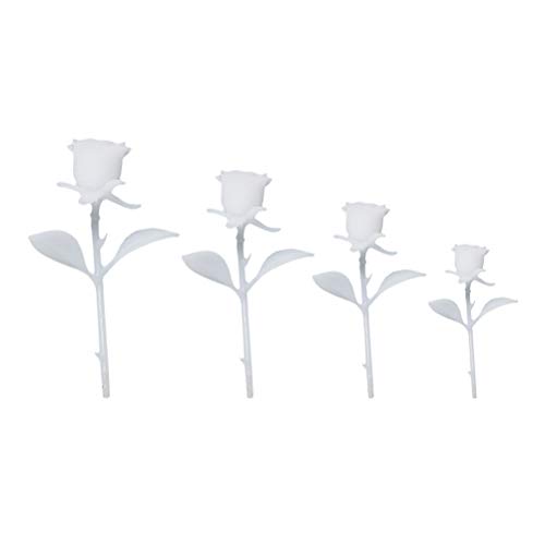 Amosfun 4pcs Moules en Résine pour Création de Motifs de Roses Miniatures Blanches, Kit Créatif DIY pour Décoration Artisanale en Cristal Époxy