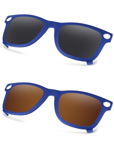 Clip solaire polarisé bleu mat amovible noir et marron pour RW4006