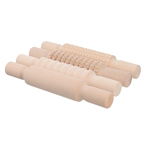 HOMOBABE 4pcs Wooden Rolling Sticks for Baking and Fondant Cake Decorating Safe DIY Decor Rollers with Rounded Edges for Crafts and Space Saving Kitchen Tool
