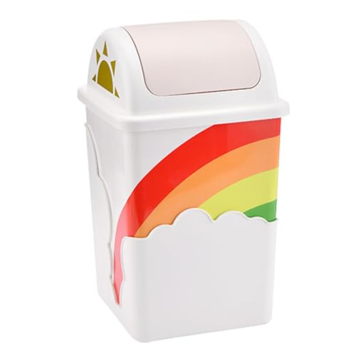 Poubelle de chambre plastique arc-en-ciel créative pour maison et grand bureau moderne