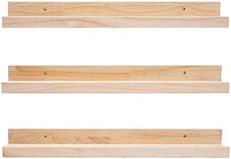 MBYD 24 Inch Floating Shelves Natural Wood Set of 3, Wall Mount Picture Ledge Wooden Wall Shelf for Home Decoration for Bedroom, Living Room, Office, Kitchen, 3 Same Dimensions