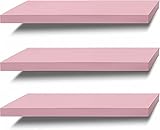 SAUMONIERES Floating Shelves Wall Shelf Solid Wood for Bathroom Bedroom Kitchen Set of 3, Pink Wall Shelves