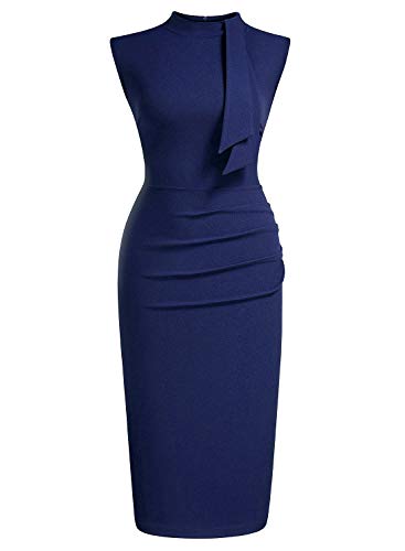 Image of Miusol Women's Retro 1950s Style Half Collar Ruffle Cocktail Pencil Dress